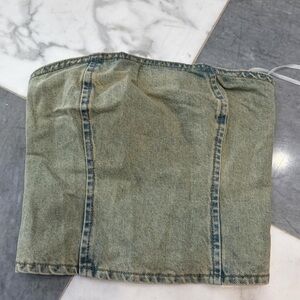 Edikted faded denim strapless tube top